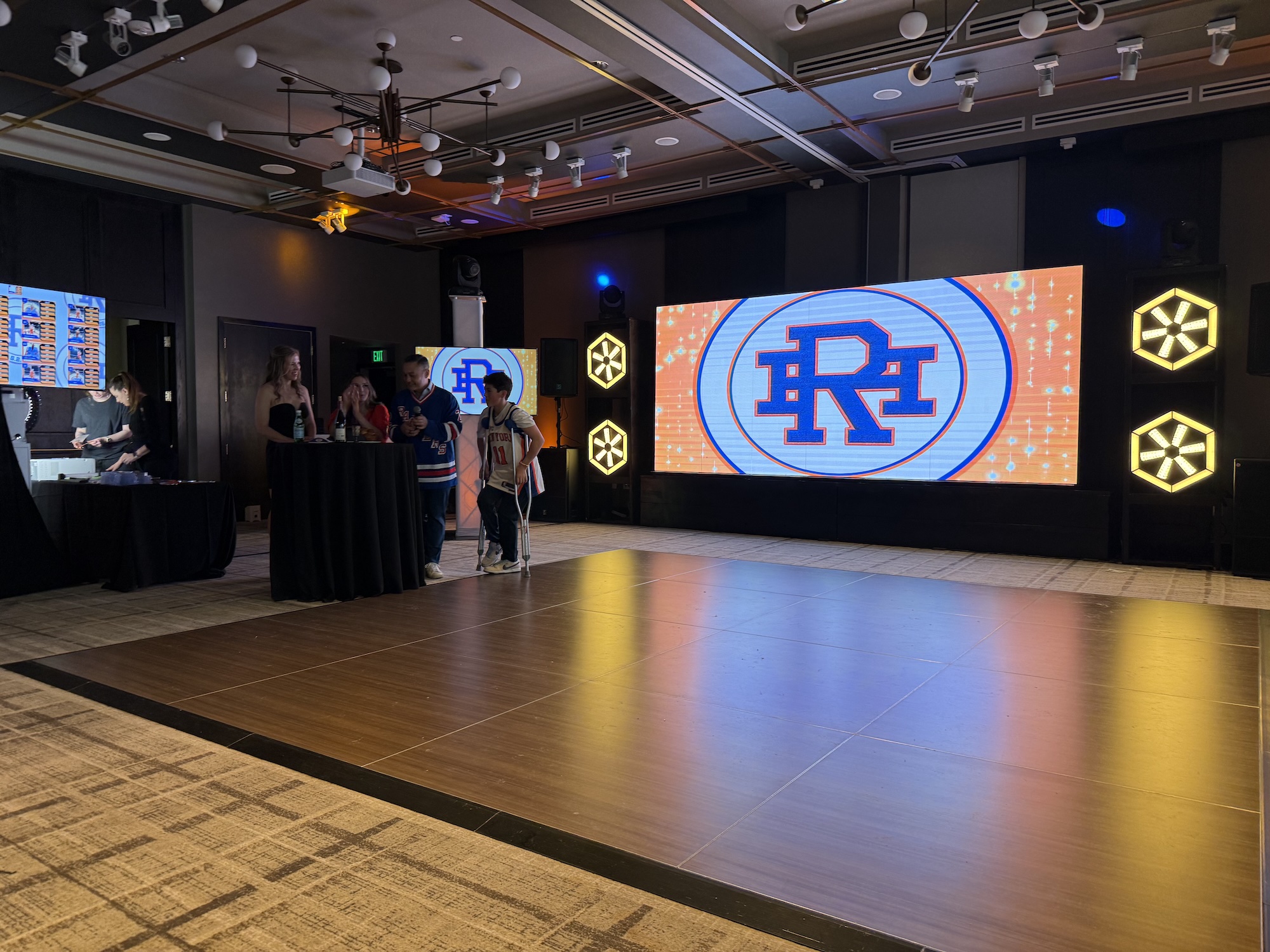 Basketball Themed Bar Mitzvah Venue Basketball themed bar mitzvah venue with large screen and dance floor